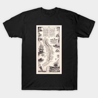 Sable Island Atlantic Graveyard Treasure Map Print T-Shirt